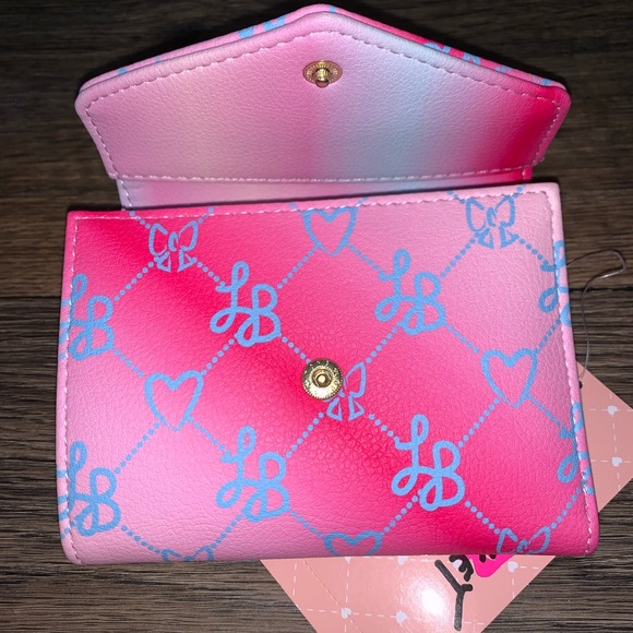 Betsey Johnson Logo Print Pink/Blue Gradient Flap Wallet - Picture 3 of 7